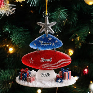 Patriotic Family Sea Glass Design Personalized Acrylic Ornament Christmas Gift for Patriotic Family