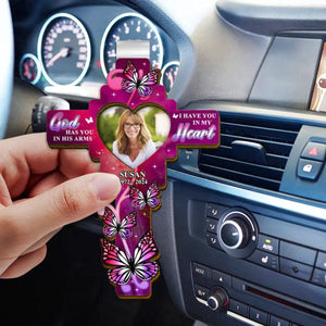 God Has You In His Arms Personalized Memorial Car Visor Clip