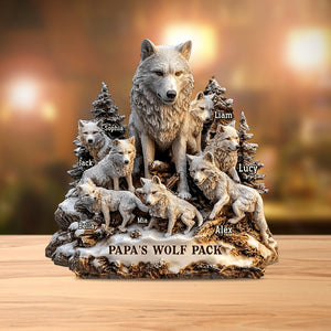 Papa's Wolf - Personalized Father Custom Shaped Acrylic Plaque