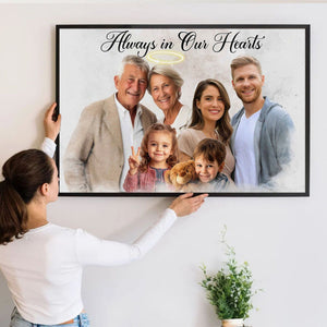 Custom Combine Photos Loved One With Quotes, Adding Halo To Deceased One - Personalized Canvas - Gift For Family Members