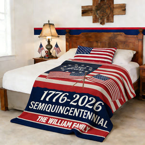 Custom Family Name Semiquincentennial 250th Anniversary Patriotic Blanket