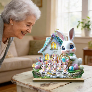 Grandma's Bunnies - Personalized Grandma Custom Shaped Wooden Plaque