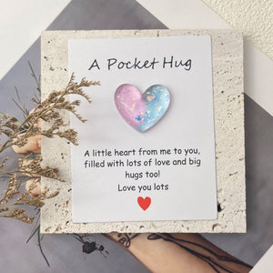 Pocket Hug Heart Token with Inspirational Greeting Card,Ideal Gift for Mother's Day