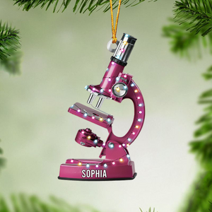 Personalized Microscope Christmas Ornament, Gift for Scientist