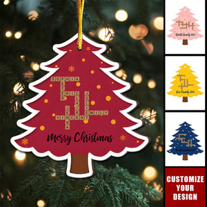 Personalized Family Name Crossword Christmas Tree 2-Layer Wooden Ornament