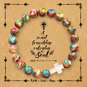 Natural stone cross bracelet