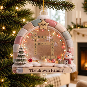 "Our Family" โ Personalized Crossword Puzzle Art Ornament | Gift For Family Lovers