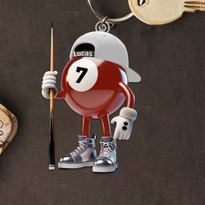 Personalized Name Billiard Keychain, Billiard Lover Gift