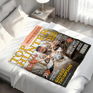 Custom Retirement Hunting Magazine Cover Blanket, Gifts for Retired Hunters, Hunting Dad Gift, Grandpa Hunting Gift