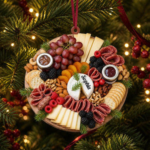 Personalized Christmas Charcuterie Board Ornament, Wine Ornament Hostess Gift, Cheese Lover,Custom Xmas Gift