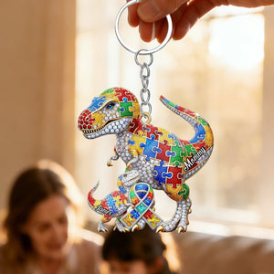 For the Strong Mama Who Shines Bright โ Personalized Autism Awareness Keychain