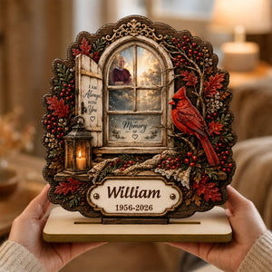 Personalized Cardinal Memorial Window Wooden Plaque,Custom Photo Memorial Gift