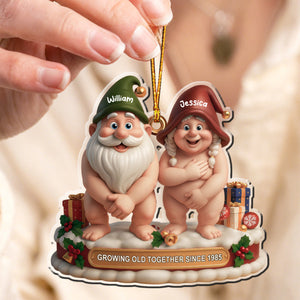 Growing Old Together Christmas Custom Acrylic Ornament,Personalized Gift For Couples and Family Members