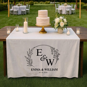 Personalized Wedding Table Runner, Custom Wedding Banner with Initials, Sweetheart Table Decor