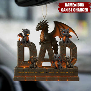 Fire Dragon Dad Acrylic Ornament Personalized Gifts For Dad