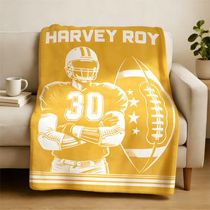 Personalized Football Player Blanket Gifts for Football Lovers, Coaches,Fans, Men