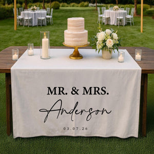 Wedding Table Runner, Personalized Last Name Sign, Custom Wedding Banner, Sweetheart Table Decor, Wedding Reception Gift