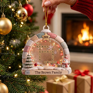 "Our Family" โ Personalized Crossword Puzzle Art Ornament | Gift For Family Lovers