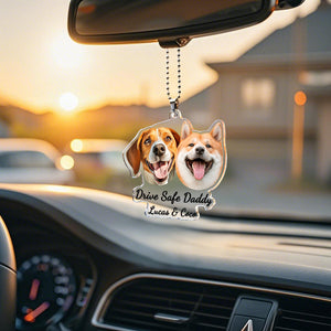 Hanging Dog Photo Personalized Acrylic Car Ornament Gift For Pet Lovers