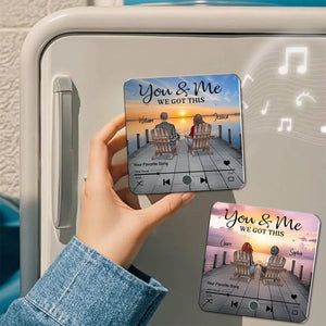 Romantic Couple Hand-in-Hand Acrylic Music Magnet & More – Personalized Anniversary & Valentine's Gift for Couples