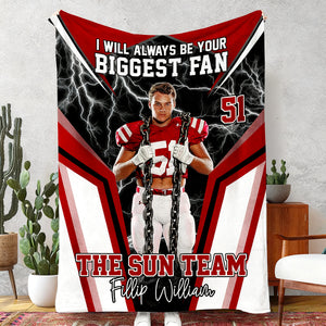 I Will Always Be Your Biggest Fan - Personalized Football Blanket For Football Mom Grandma