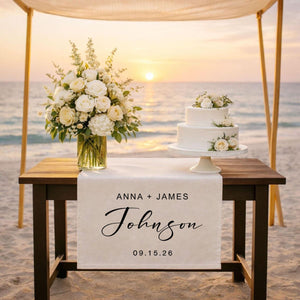 Custom Last Name Wedding Sign - Personalized Names Wedding Table Runner, Engagement Party Gift