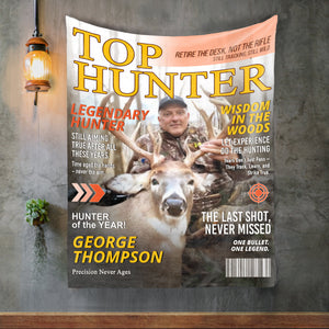 Custom Retirement Hunting Magazine Cover Blanket, Gifts for Retired Hunters, Hunting Dad Gift, Grandpa Hunting Gift