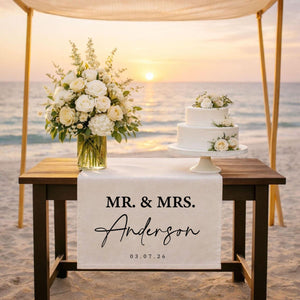 Wedding Table Runner, Personalized Last Name Sign, Custom Wedding Banner, Sweetheart Table Decor, Wedding Reception Gift