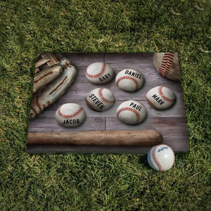 Personalized Baseball Father’s Day, Custom Daddy’s Team Baseball Canvas Print, Baseball Gifts For Dad