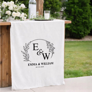 Personalized Wedding Table Runner, Custom Wedding Banner with Initials, Sweetheart Table Decor
