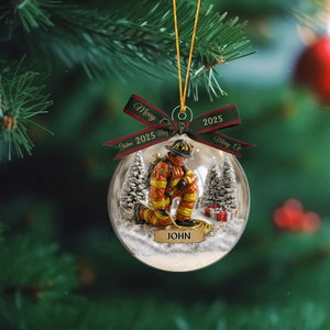 Our Hero Firefighter - Personalized Firefighter Snow Globe Shape Ornament
