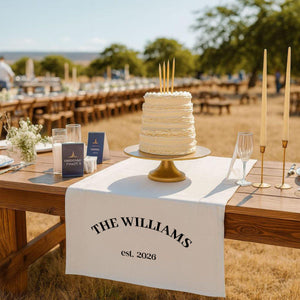 Personalized Family Name Wedding Table Runner, Custom Last Name Sign Banner, Sweetheart Table Decor, Anniversary Gift Idea