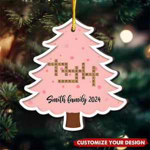 Personalized Family Name Crossword Christmas Tree 2-Layer Wooden Ornament