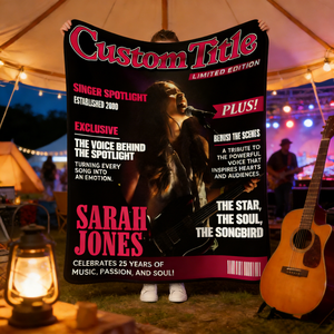 Personalized Singer Magazine Cover Blanket, Singer Gift, Cool Gift For Music Lover, Karaoke Gift