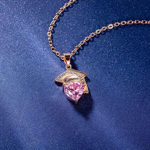 Engraved Name Personalized Bachelor Hat Heart Shaped Birthstone Graduation Necklace
