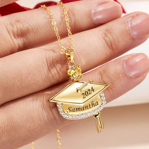 Personalized Graduation Cap Birthstone Pendant Necklace Gift for Her/Girlfriend/Daughter