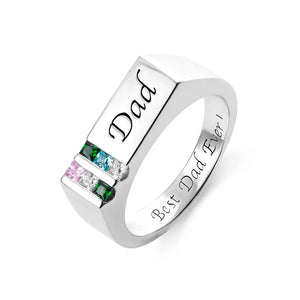 Personalized Birthstone Men's Ring, Family Ring Gift for Father