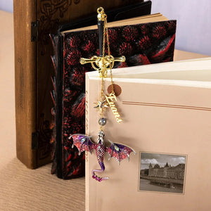 New Chapter Personalized Name Fantasy Dragon Sword Bookmark, Fourth Wing Dragon Bookmark