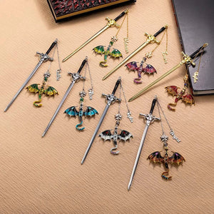 New Chapter Personalized Name Fantasy Dragon Sword Bookmark, Fourth Wing Dragon Bookmark