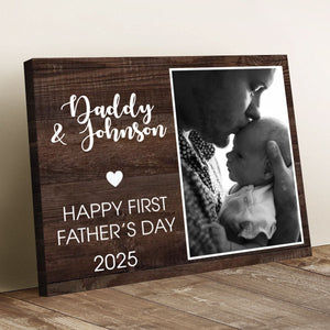 Personalized First Father’s Day Canvas Poster, Custom Photo Gift, New Dad Gifts