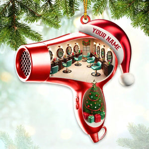 Personalized Custom Name Hairdresser Ornament, Hair Salon Christmas Decoration