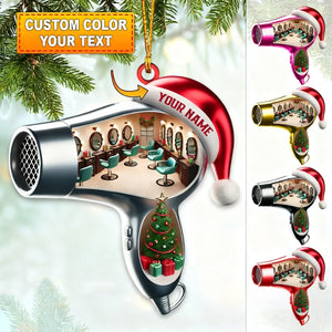 Personalized Custom Name Hairdresser Ornament, Hair Salon Christmas Decoration