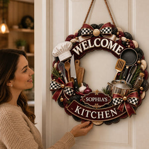 "Welcome To My Kitchen" – Personalized Wood Sign | Gift For Cooking Lovers & Home Chefs
