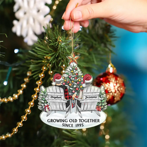Couple Growing Old Together Since - Personalized Christmas Couple Acrylic Ornament