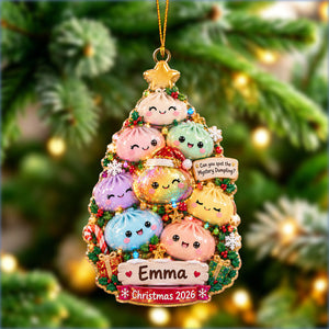 Personalized Dumpling Christmas Tree Ornament โ Custom Name Holiday Keepsake