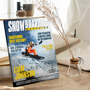 Personalized Snowboarding Magazine Cover Canvas, Snowboarding Player Gift, Unique Gifts For Snowboarding Lover