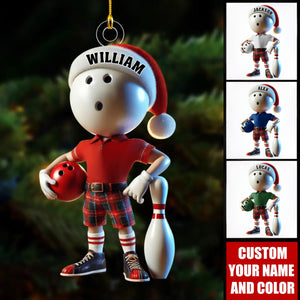 Personalized Custom Name Bowling Ornament, Bowling Christmas Gift
