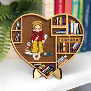 Gift Idea for Reading Book Lover/ Bookself - Personalized 2-Layered Wooden Plaque With Stand
