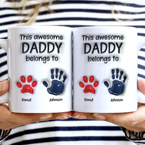 This Awesome Dad Grandpa Belongs To - Personalized Handprint Mug Gift For Father, Grandfather