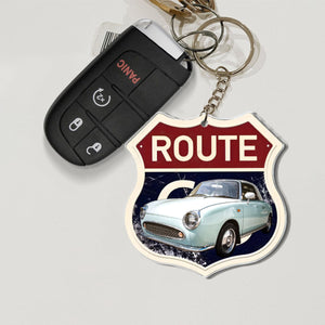 Custom Photo Route 66 Personalized Acrylic Keychain Gift For Car Lovers